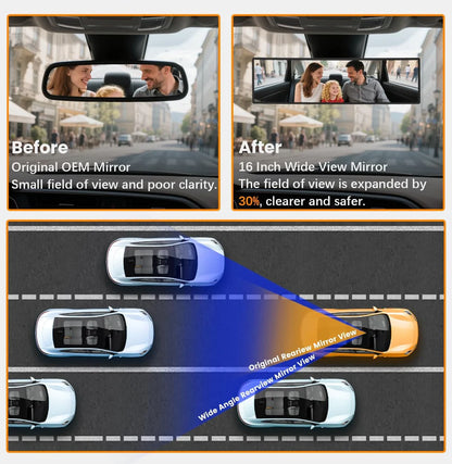 Clearvue™ - 3D Anti-Glare Panoramic Rear View Car mirror
