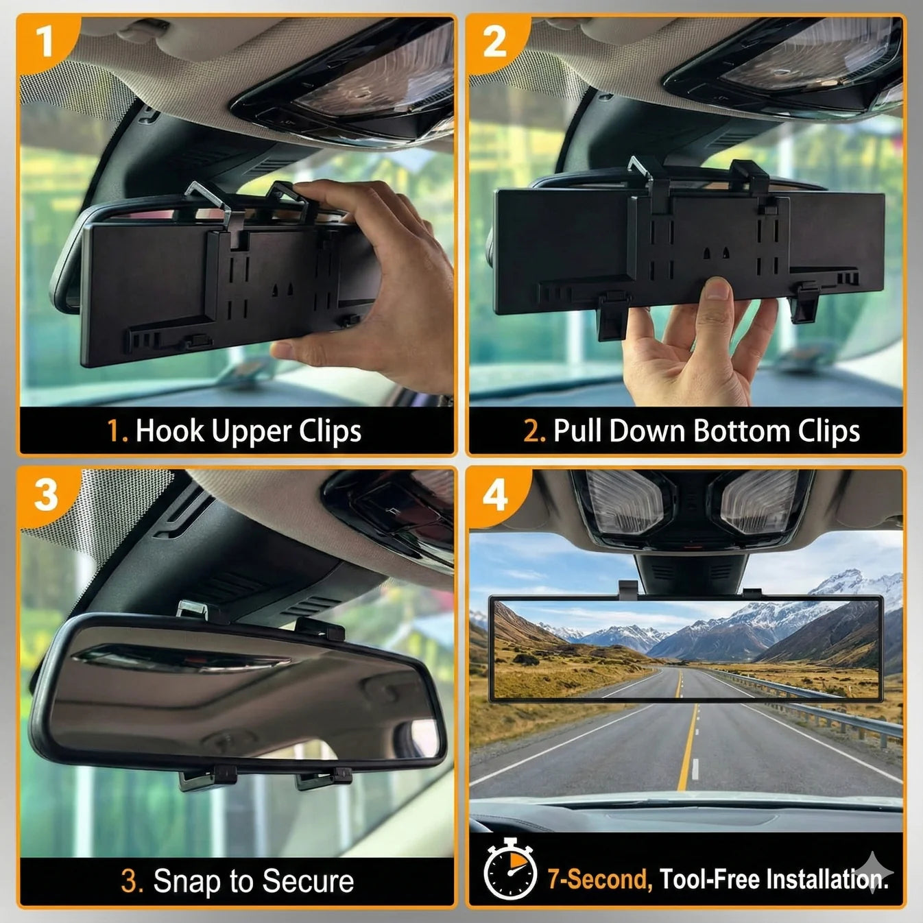 Clearvue™ - 3D Anti-Glare Panoramic Rear View Car mirror